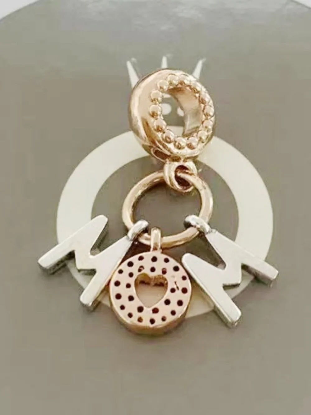 Pandora Mom Letters Dangle Charm Rose Gold-Plated